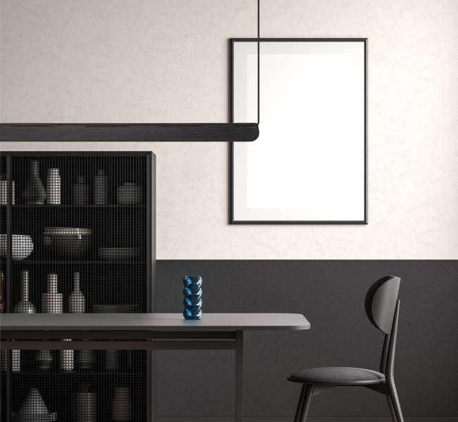 Mock,Up,Poster,Frame,In,Dining,Room.,Minimalist,Dining,Room