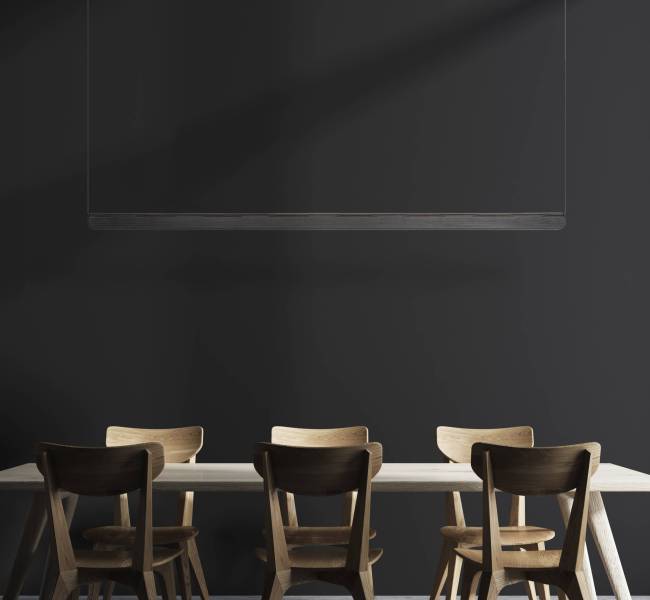 Modern,Minimalistic,Dining,Room,Interior,With,Gray,Walls,,A,Wooden